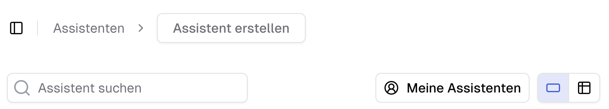 Assistenten Übersicht Grundansicht