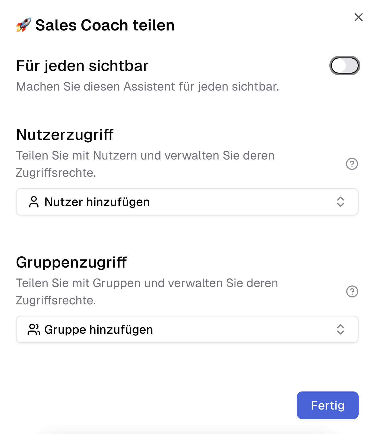 Assistenten mit Anderen teilen