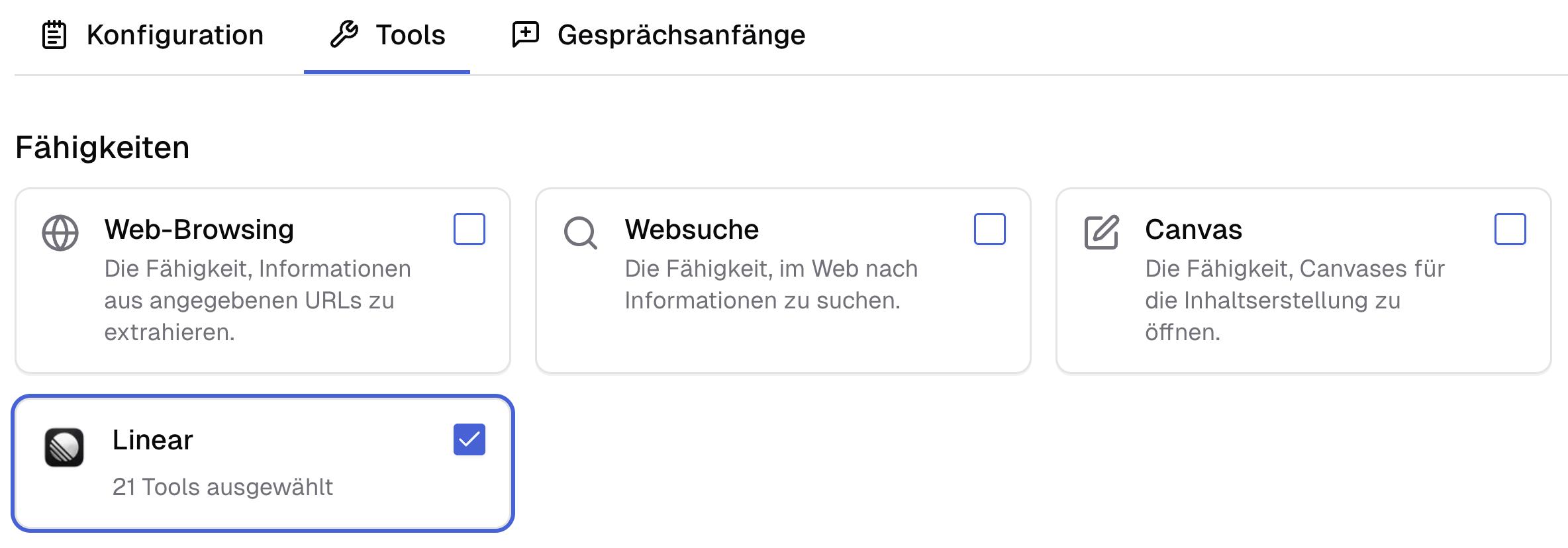 MCP-Anbindungen im Assistenten aktivieren