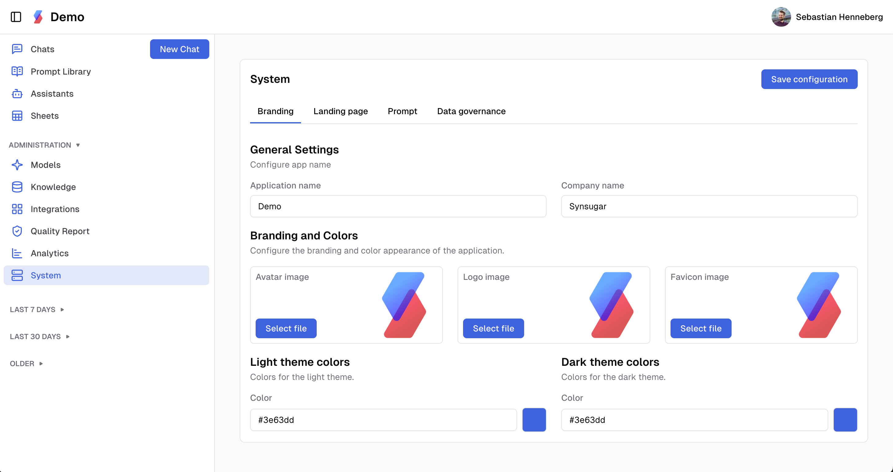 Neue System-Ansicht der synsugar AI Suite v1.10.0
