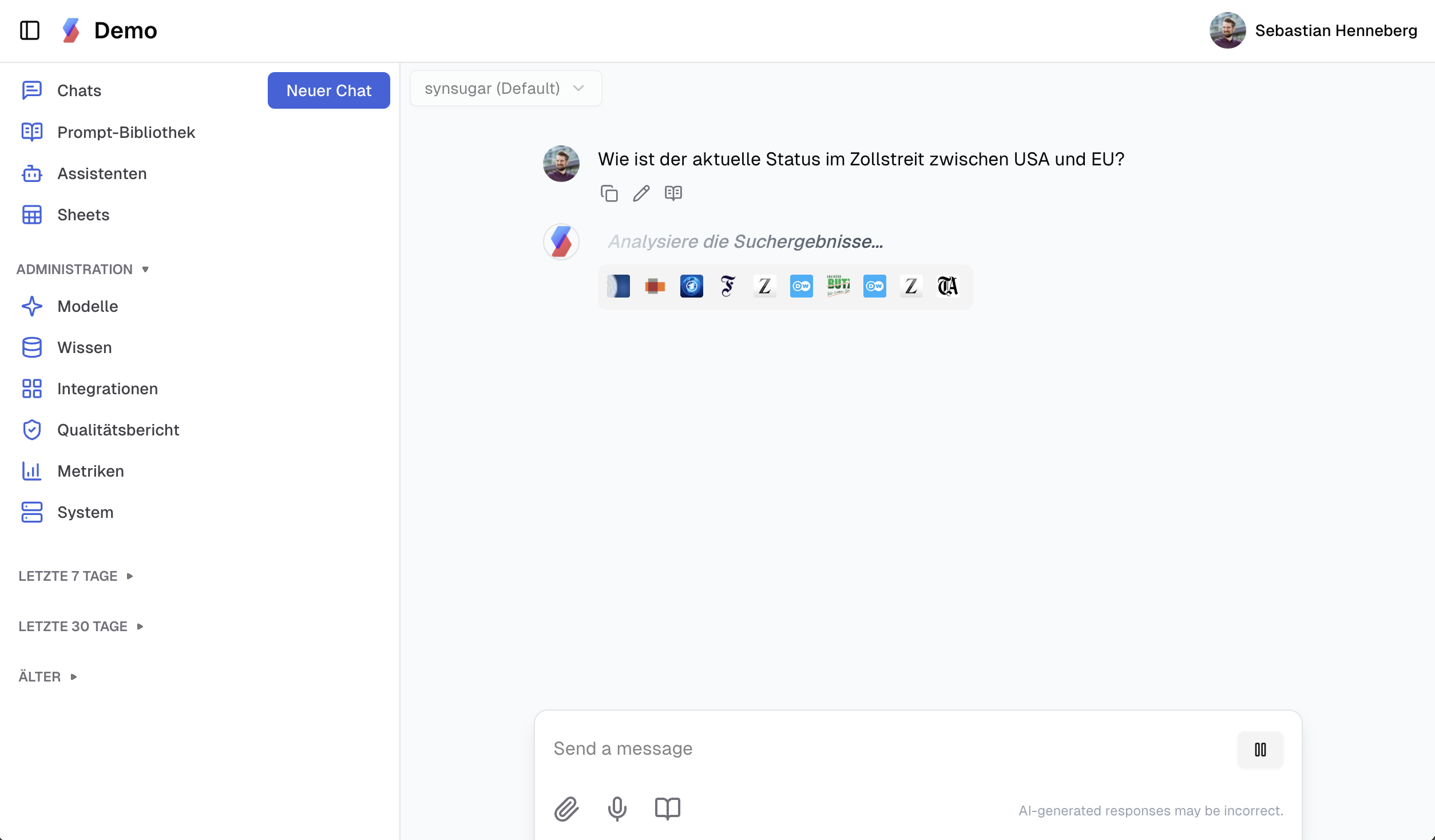 Neue Websuche der synsugar AI Suite v1.12.0