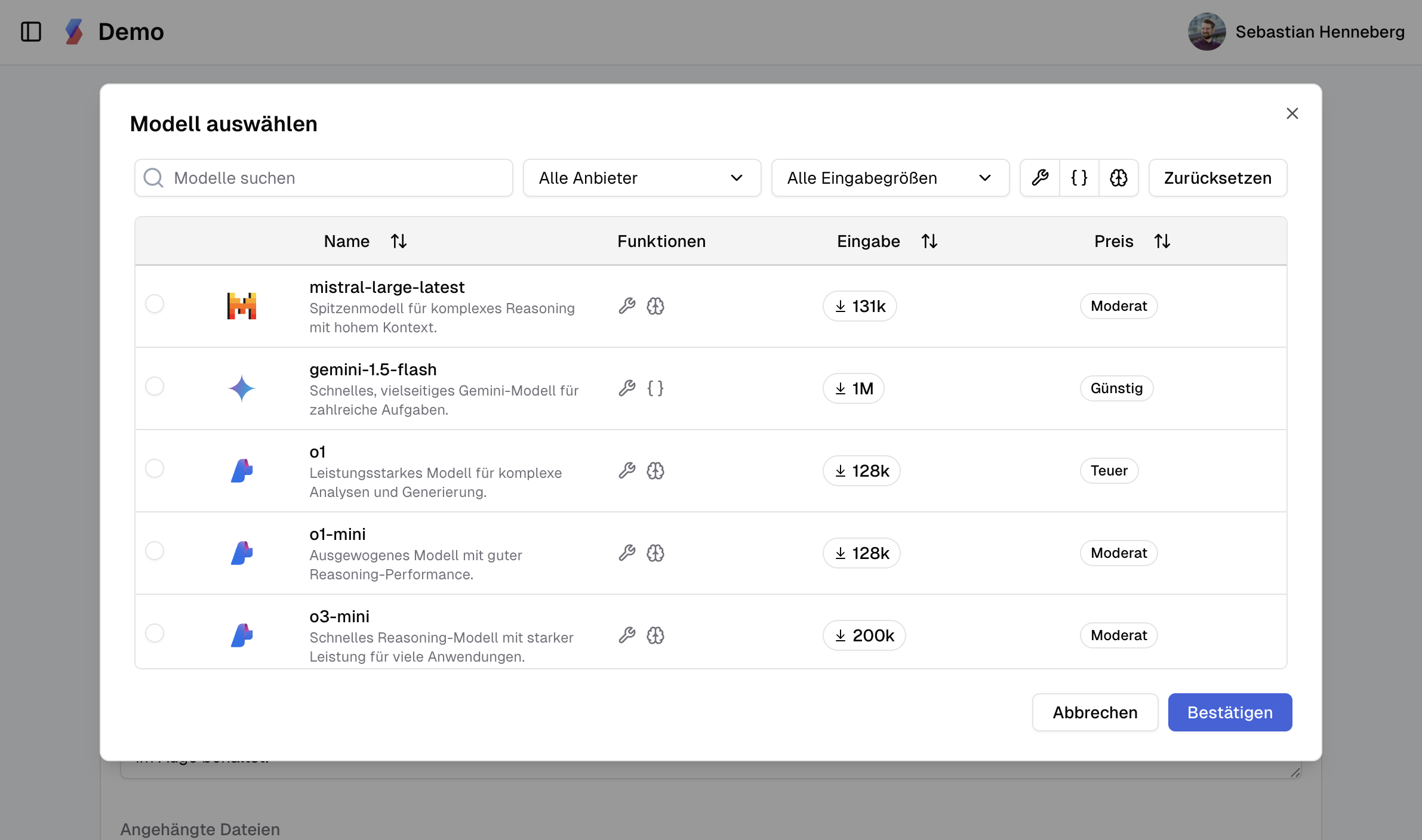 Neue Modellauswahl der synsugar AI Suite v1.14.0