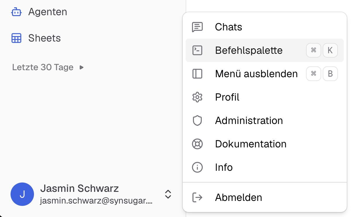 Befehlsplatte manuell öffnen