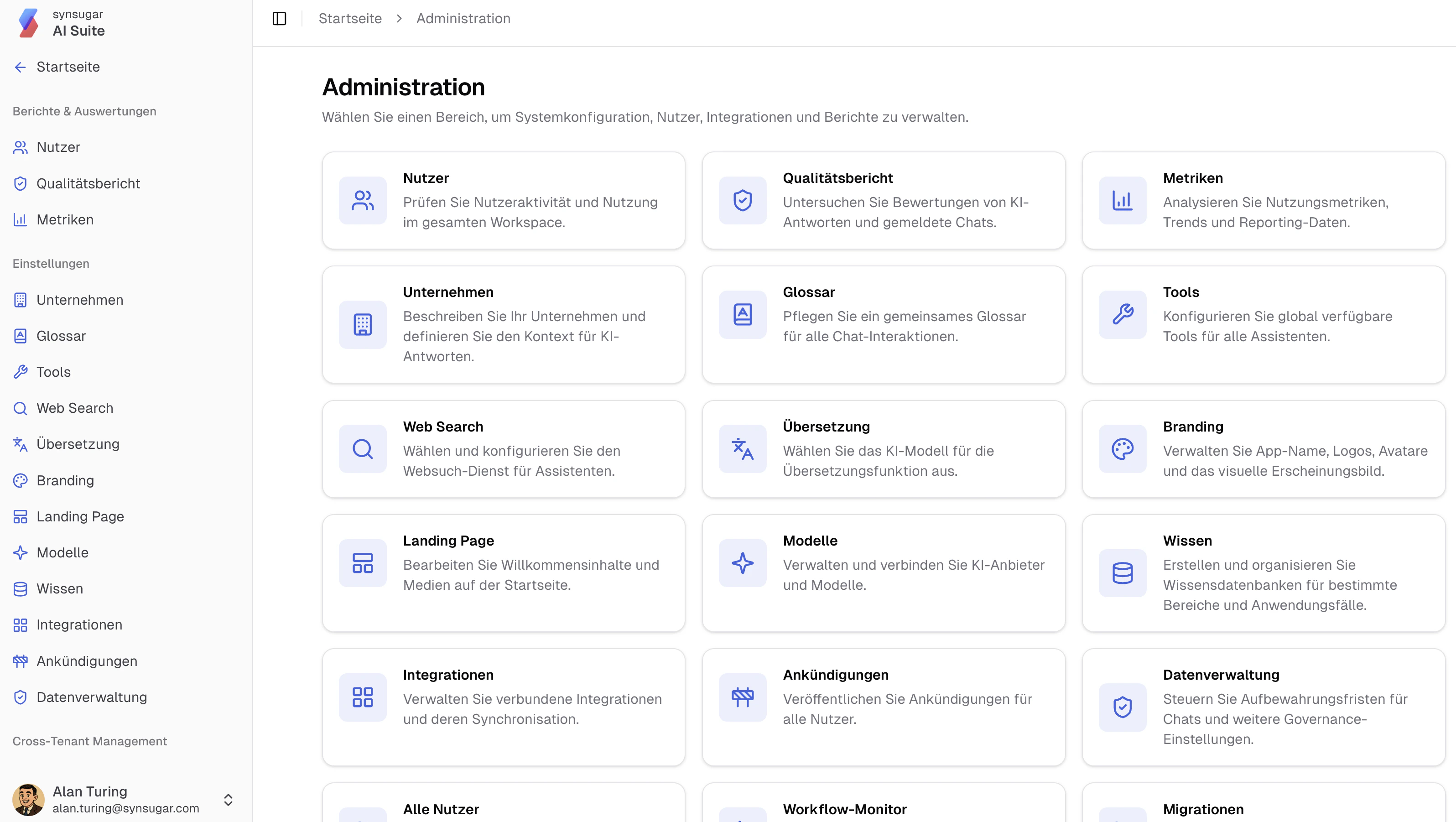 Neuer abgegrenzter Adminbereich in der AI Suite v2.19.0