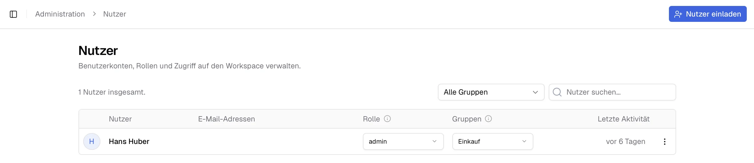 Nutzerübersicht in der AI Suite.