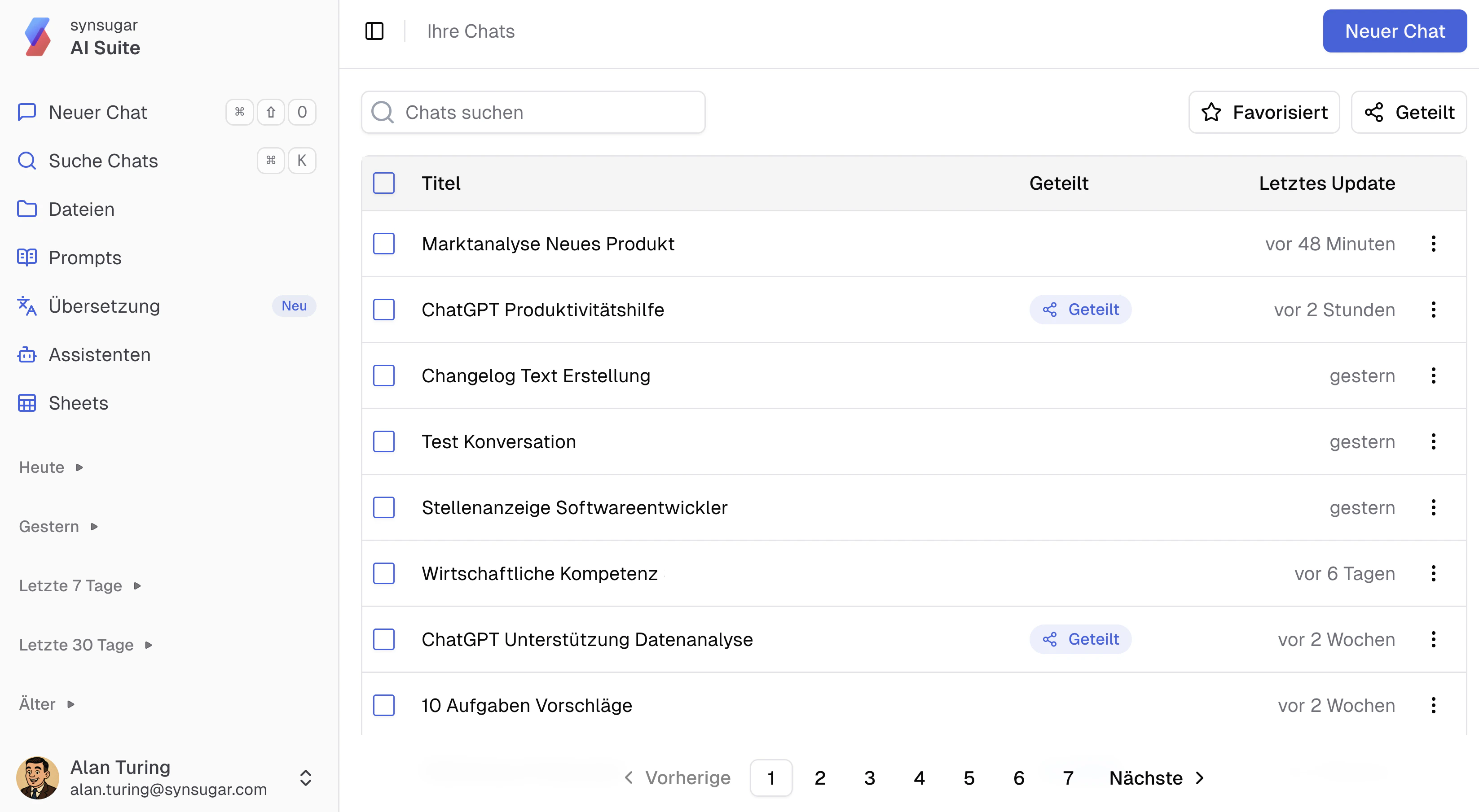 Chat-feature Übersicht