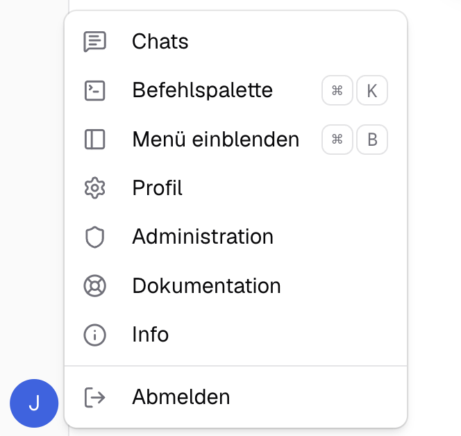 Einstellungen über das Benutzer-Icon öffnen