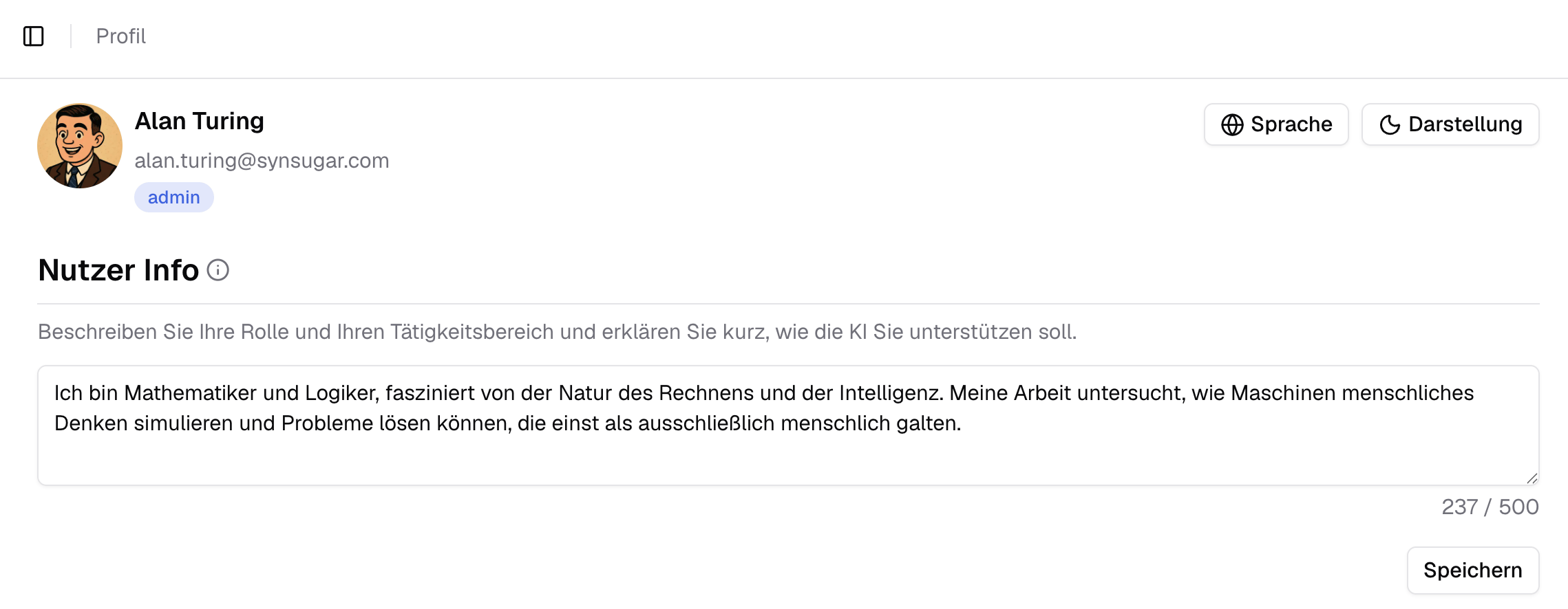 Einstellungen über das Benutzer-Icon öffnen