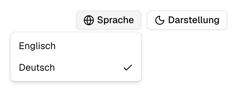 Sprachauswahl für die Benutzeroberfläche der AI Suite