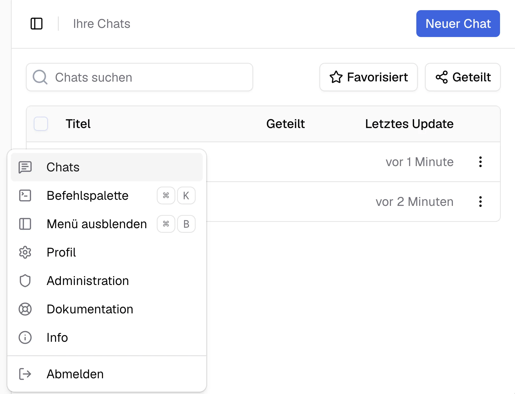 Chat-feature Übersicht