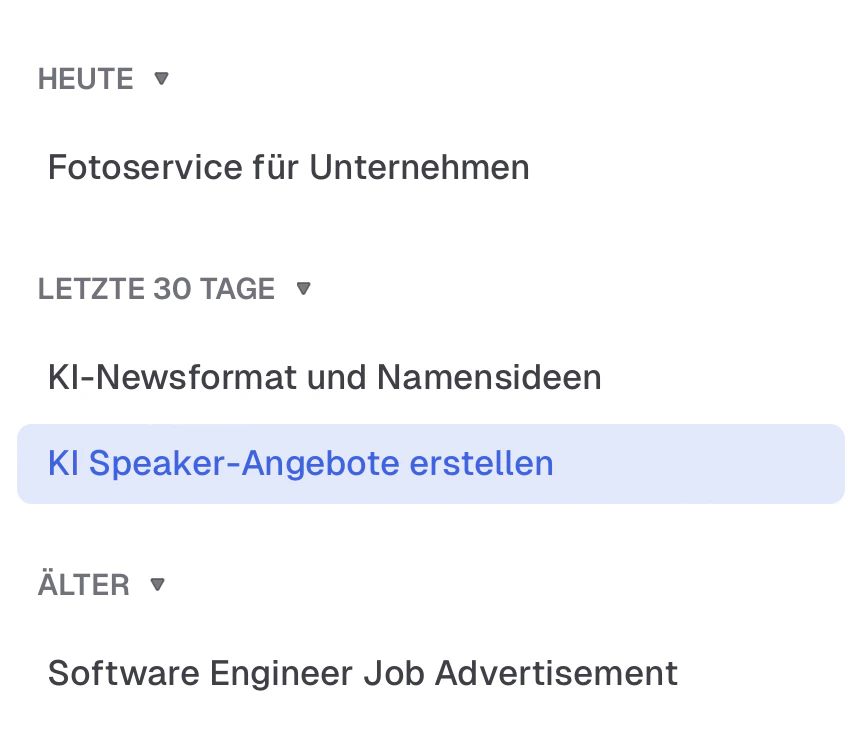 Übersicht der letzten Chats