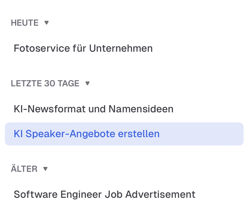 Übersicht der letzten Chats