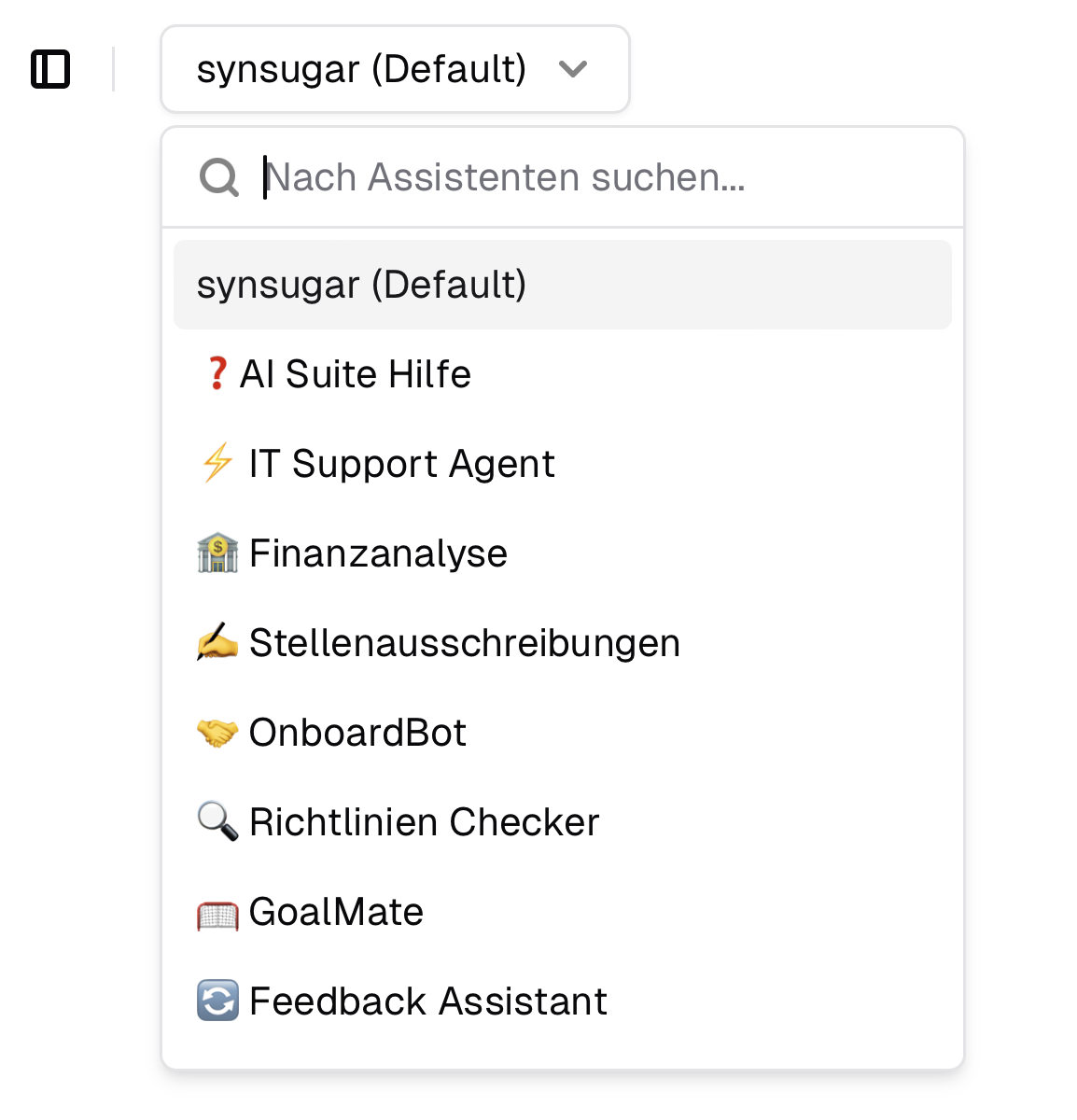 Übersicht der Assistenten im Chat-Fenster