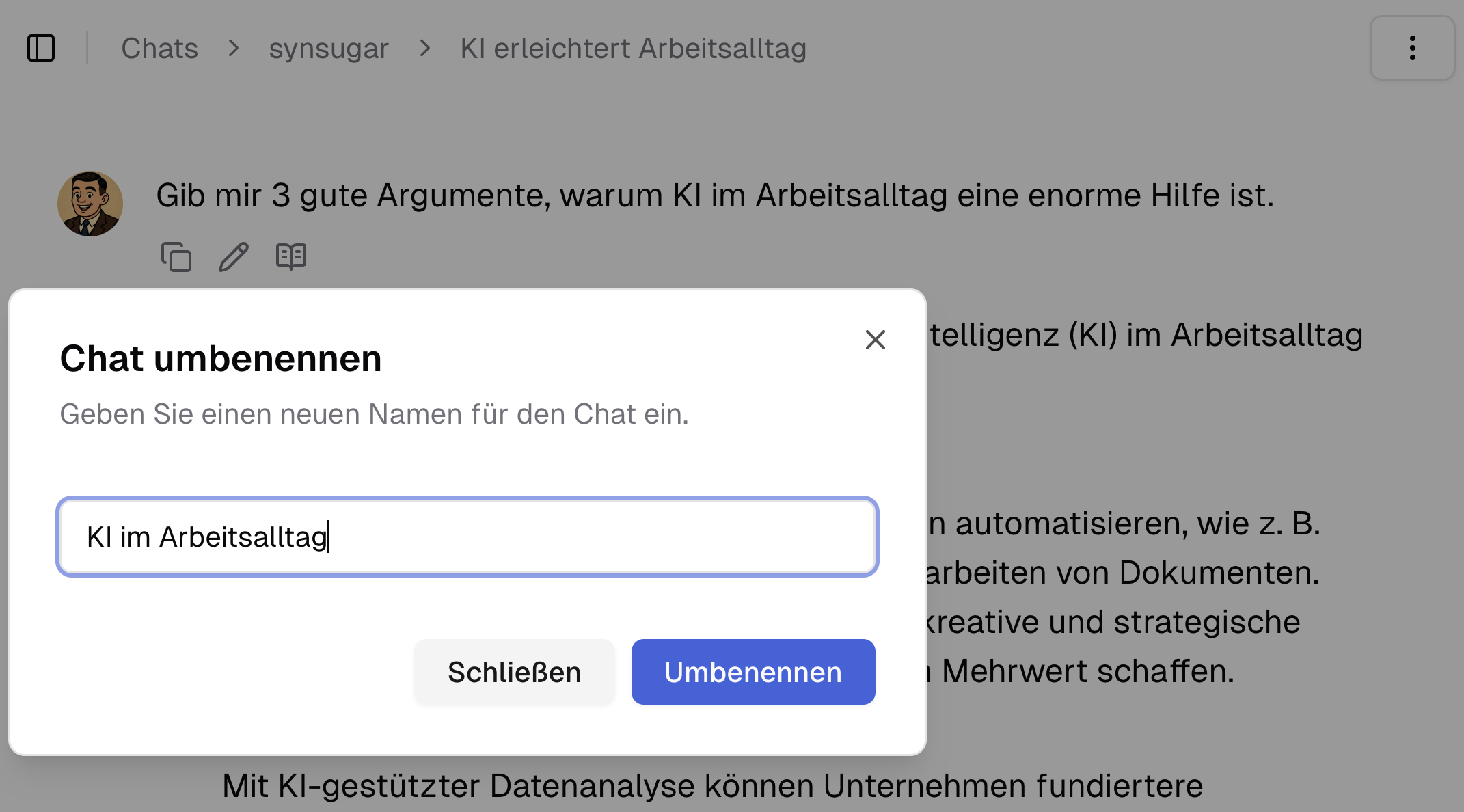 Umbennen eines Chats