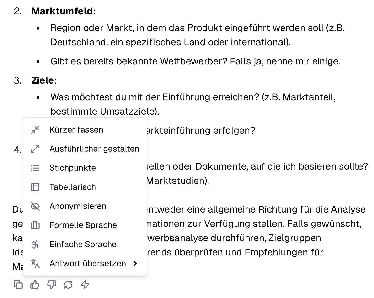 Übersicht der Quick Replies im Chatfenster