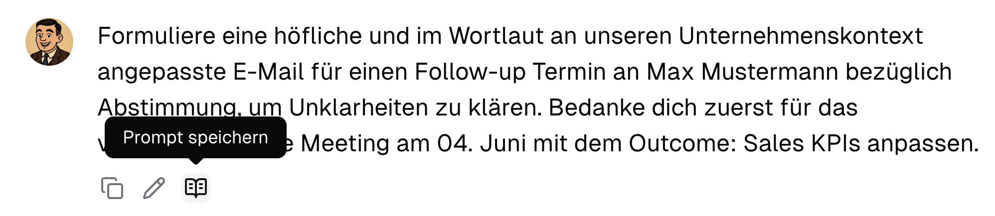 Neuen Prompt in der Prompt-Bibliothek aus dem Chat heraus abspeichern.