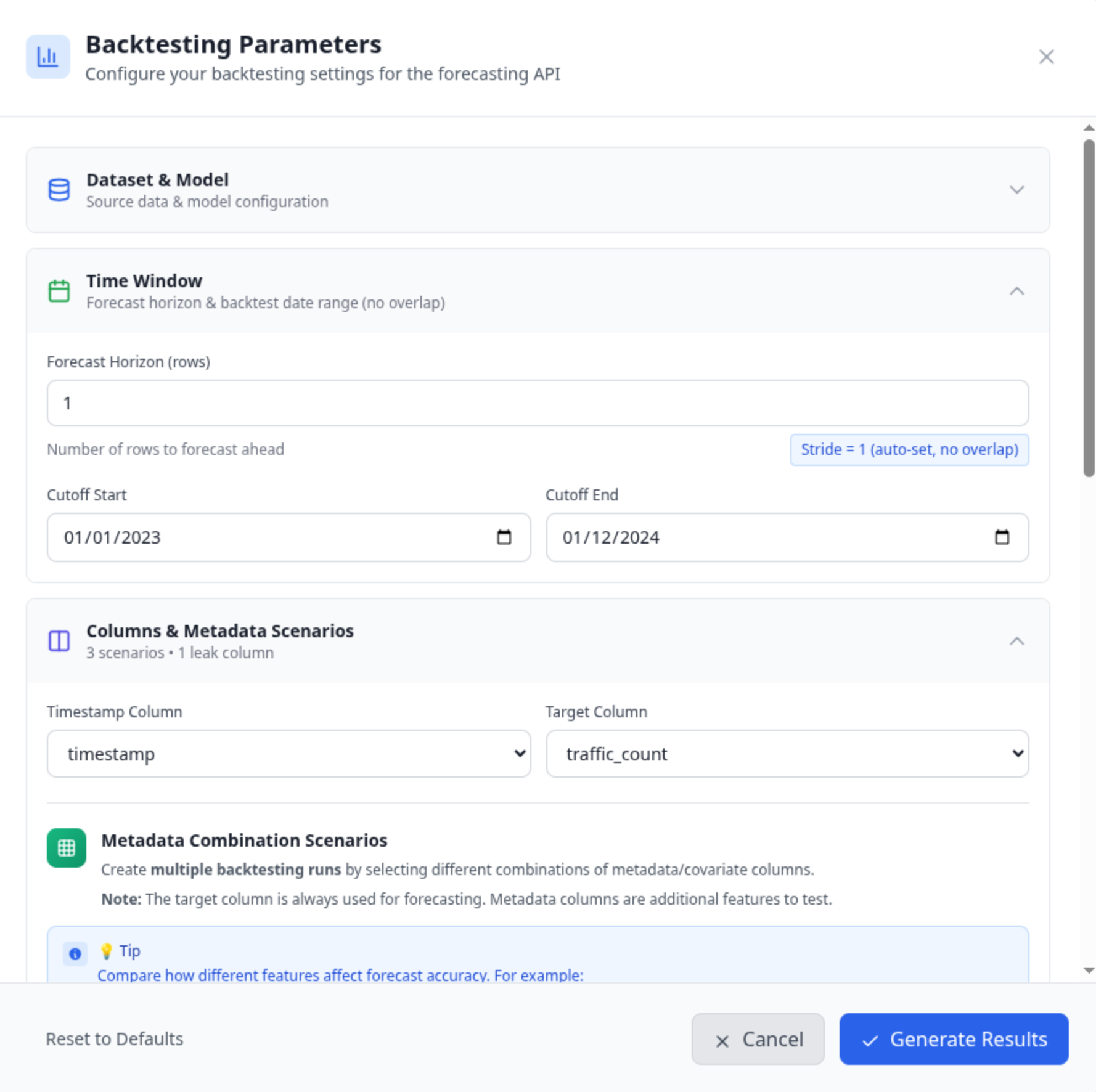 Backtesting Parameters