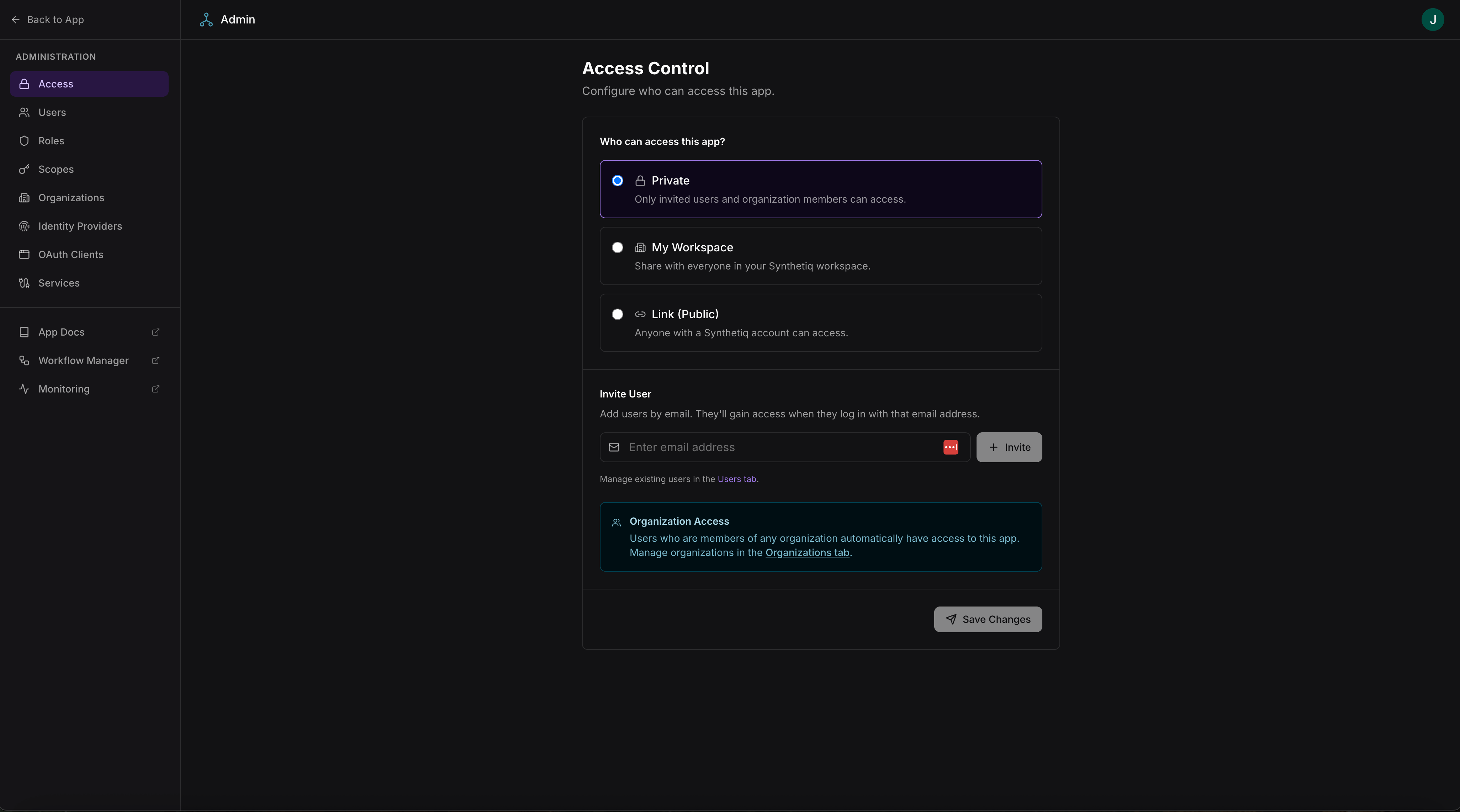 Access control page