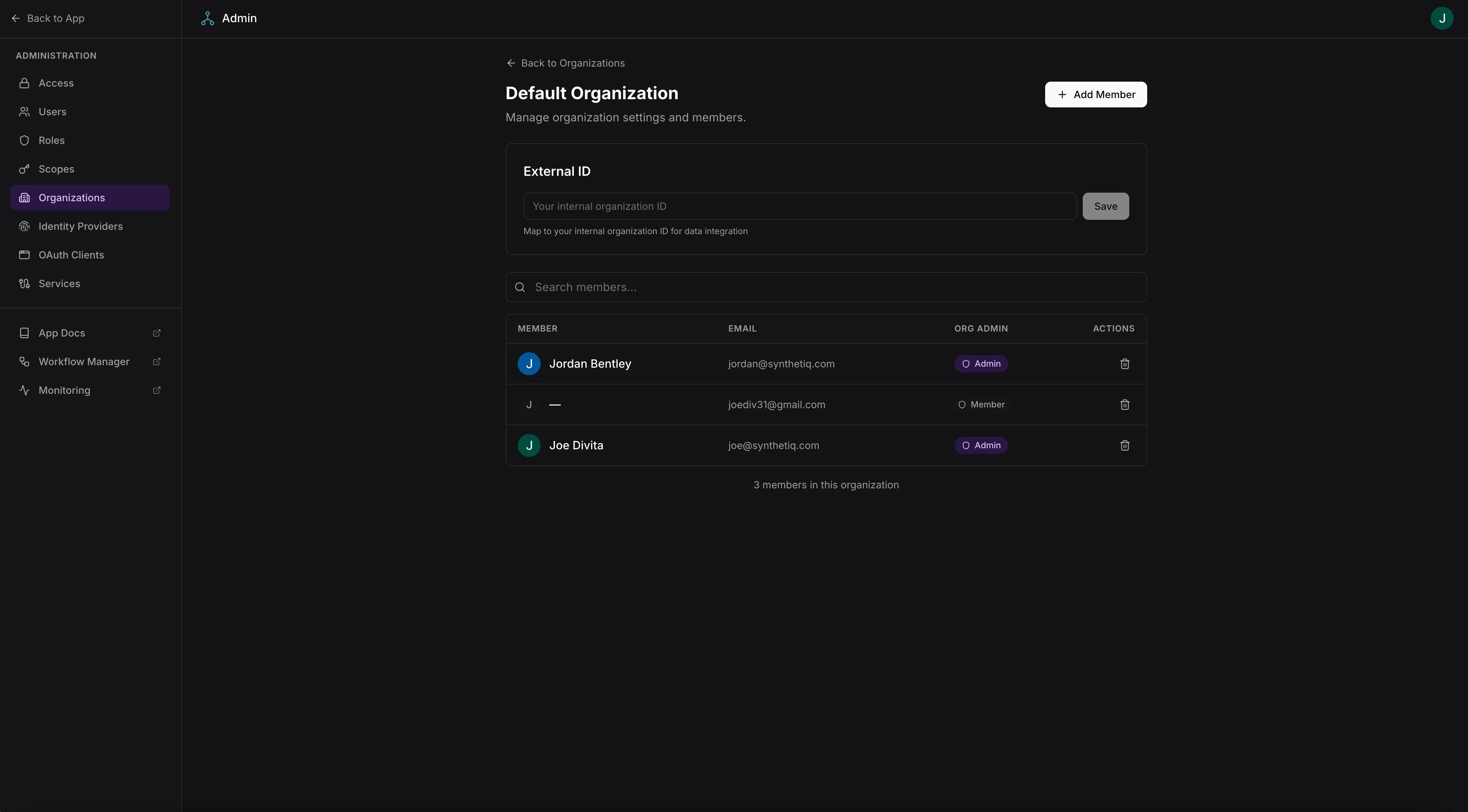 Organization members page