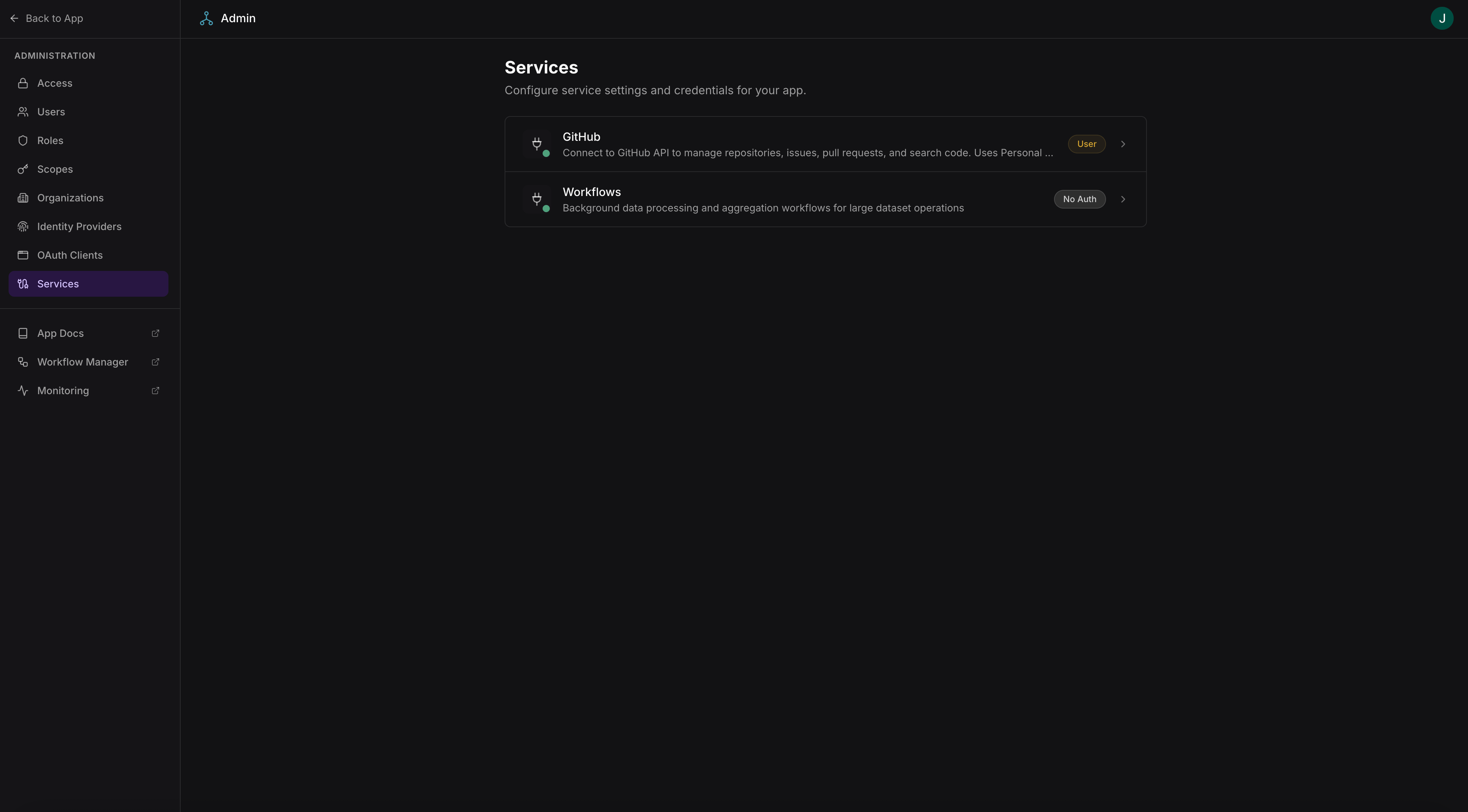 Services list page