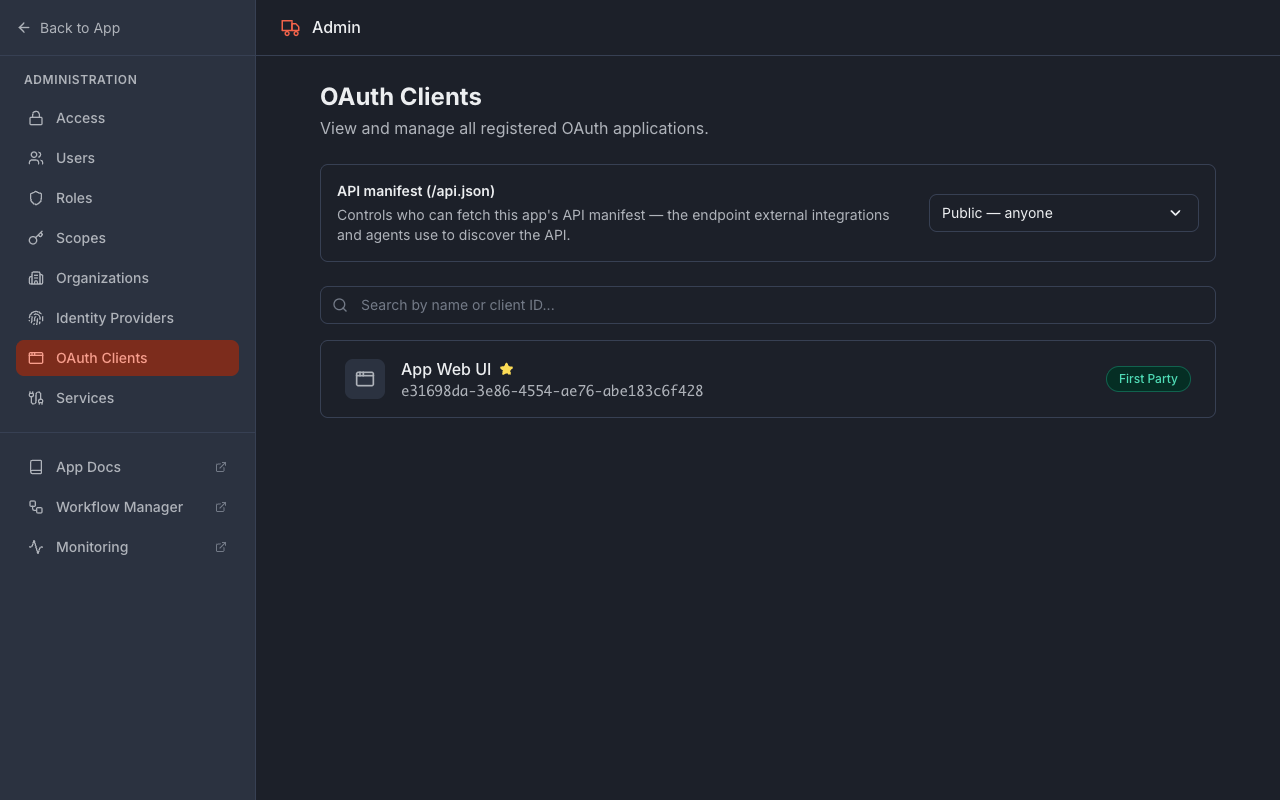 The API manifest visibility dropdown set to Public — anyone