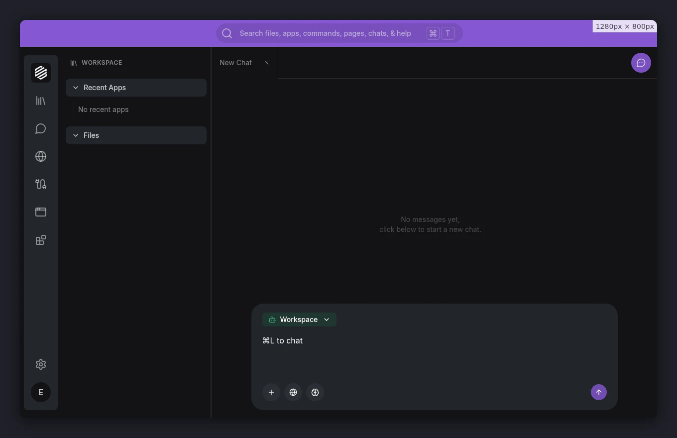 Chat panel open on the right side of the workspace