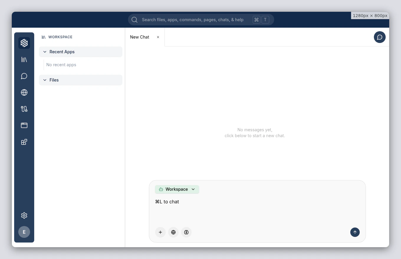 Chat panel open on the right side of the workspace