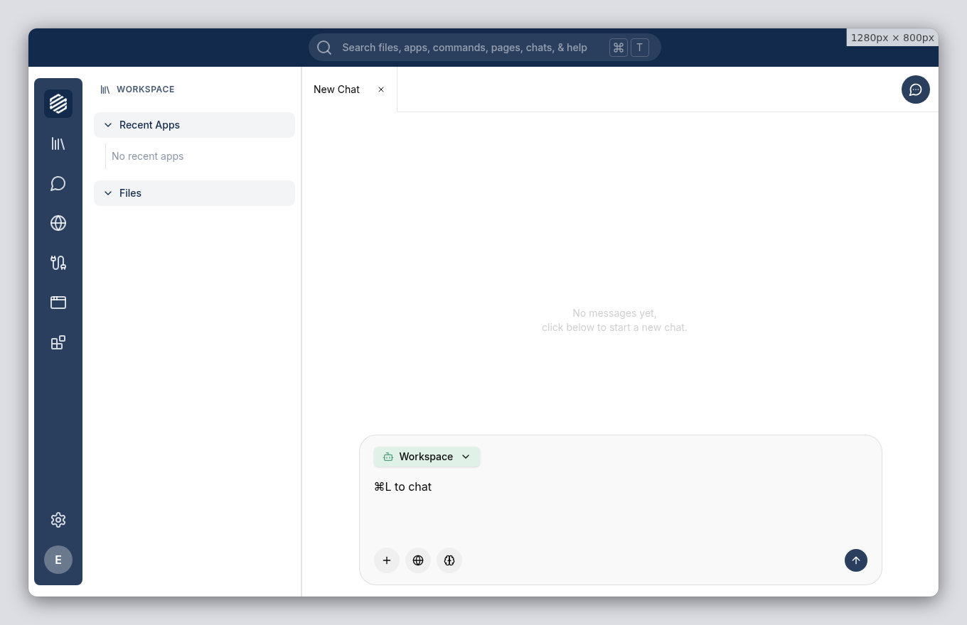 Chat panel open on the right side of the workspace