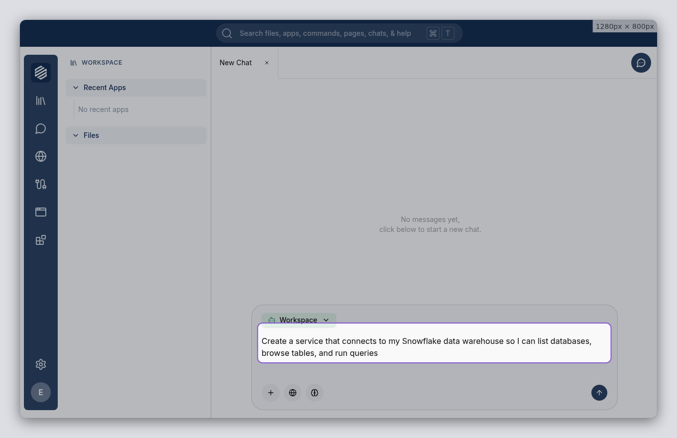 Service description typed into the chat input