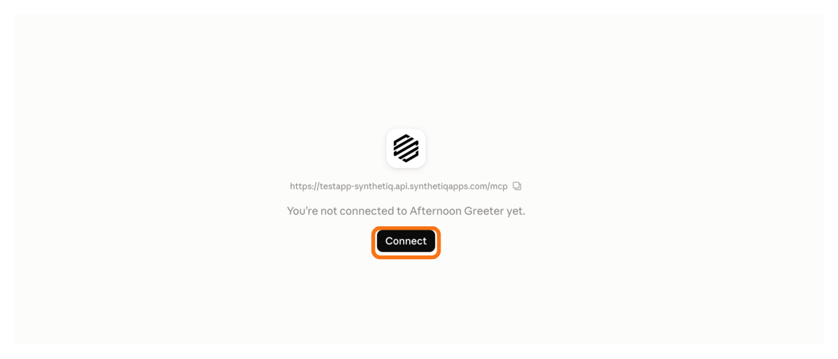 The connector page showing the Connect button