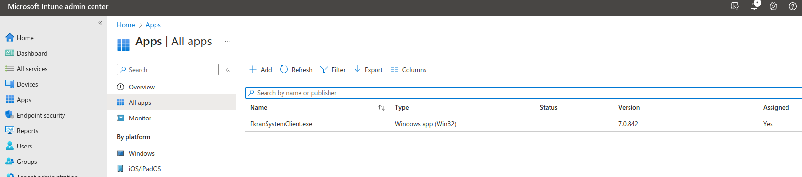 Intune Win32 app configuration summary