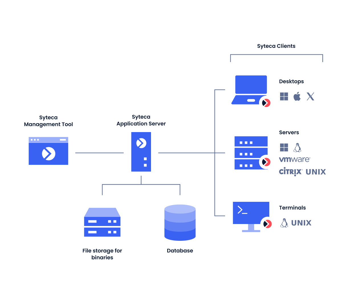 Diagram of the basic Syteca deployment scheme