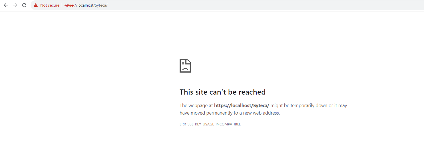 Chrome browser showing the ERR_SSL_KEY_USAGE_INCOMPATIBLE error