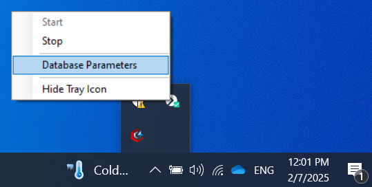 Syteca Server tray icon with context menu open