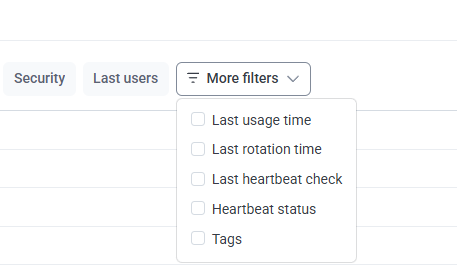 Password Management page filters including Heartbeat status and Last heartbeat check