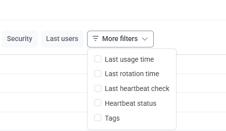 Password Management page filters including Heartbeat status and Last heartbeat check