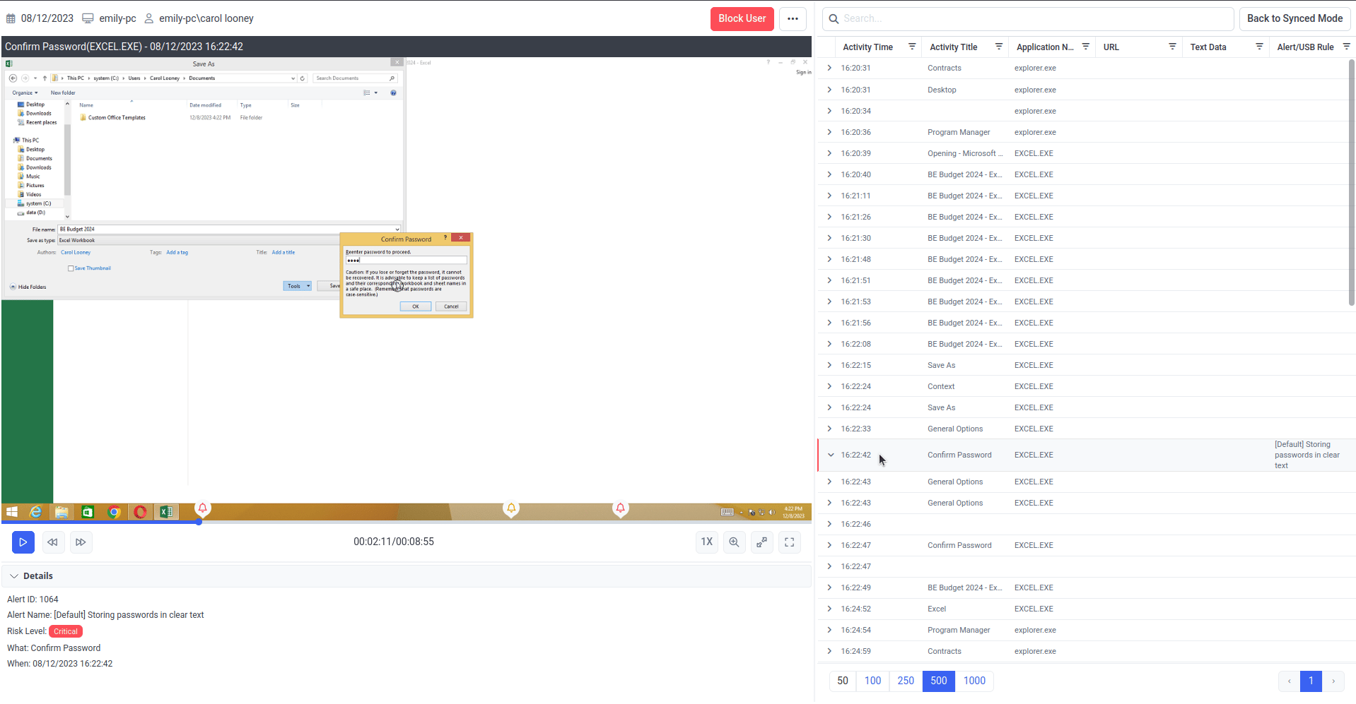 Session Viewer with the player pane on the left, metadata grid on the right, and details area at the bottom