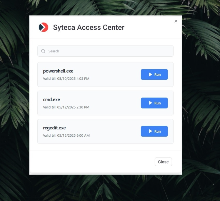 Syteca Access Center window with a list of access requests