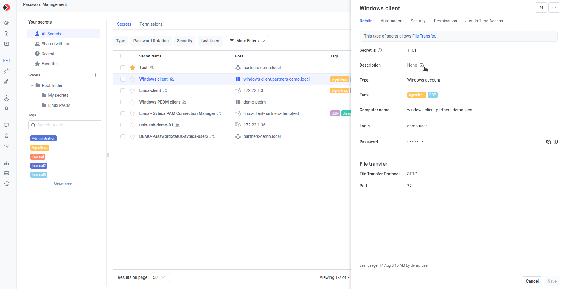 Edit Secret Details tab with all its fields