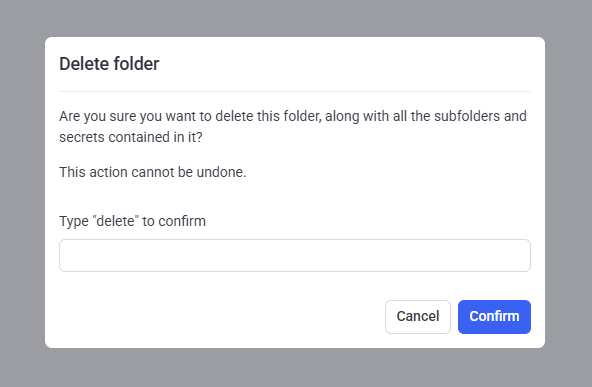 Delete Folder confirmation dialog