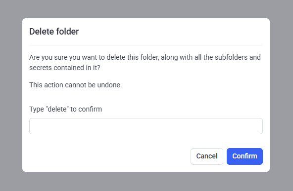 Delete Folder confirmation dialog