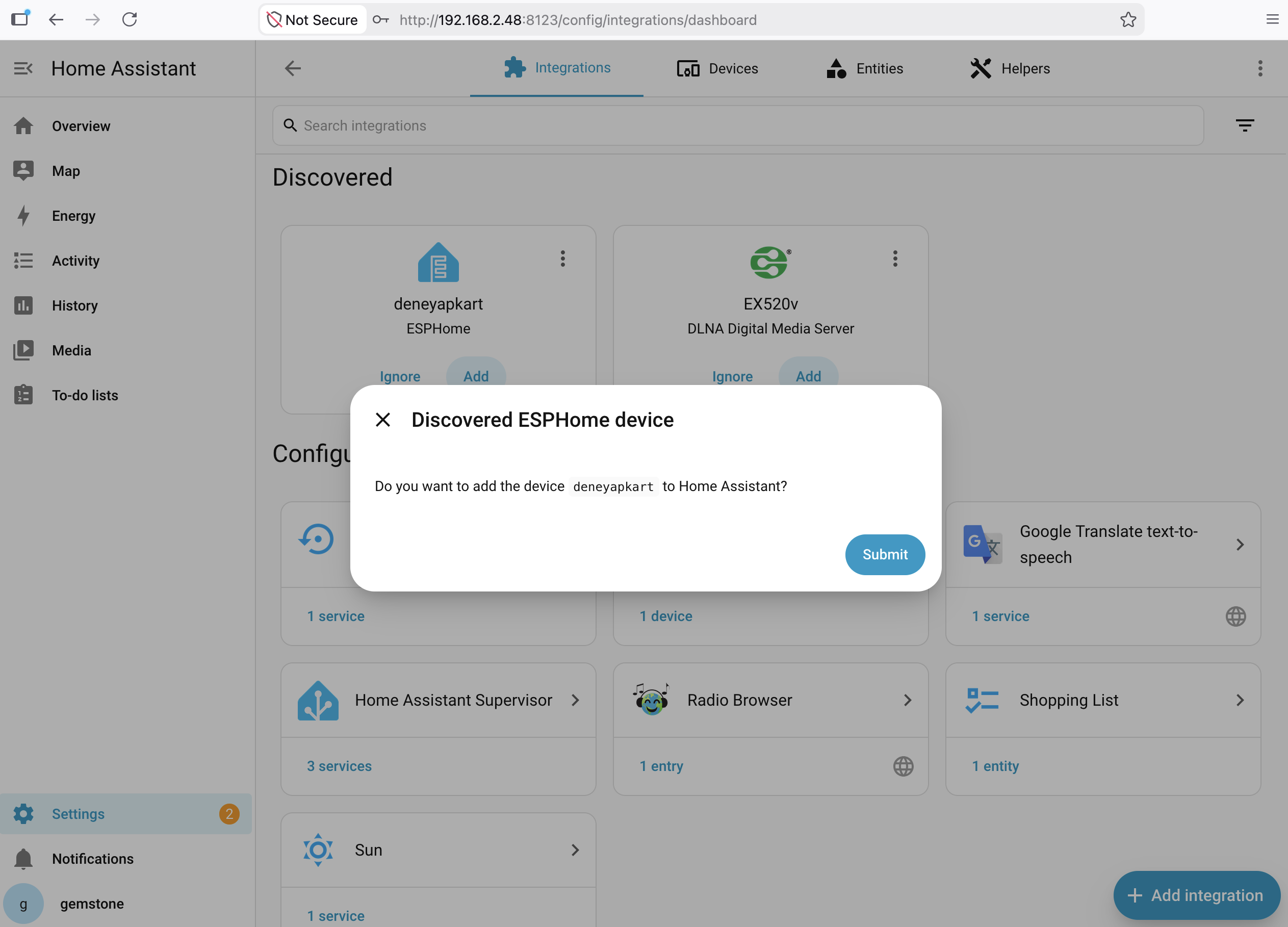 Adding ESPHome Device