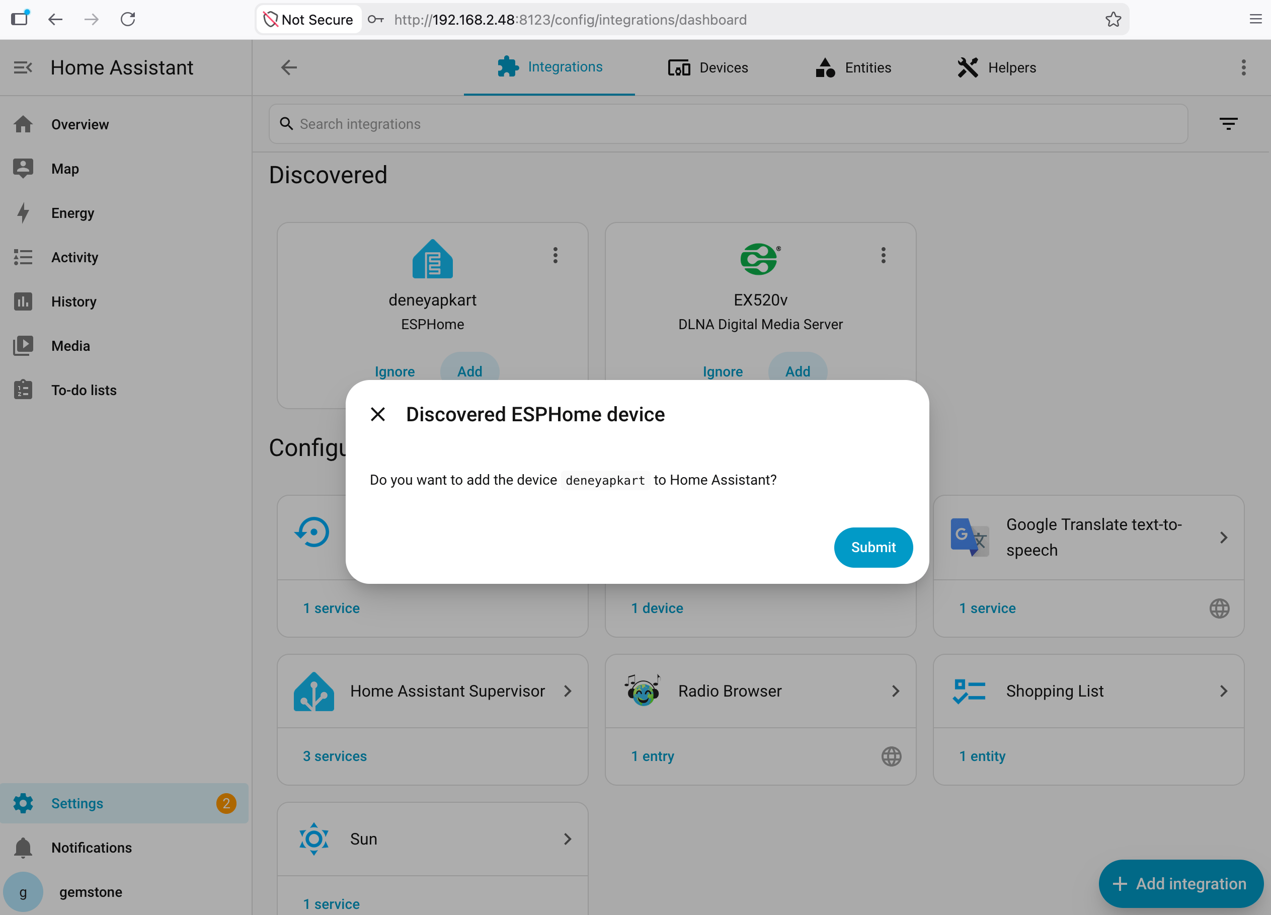 Adding ESPHome Device