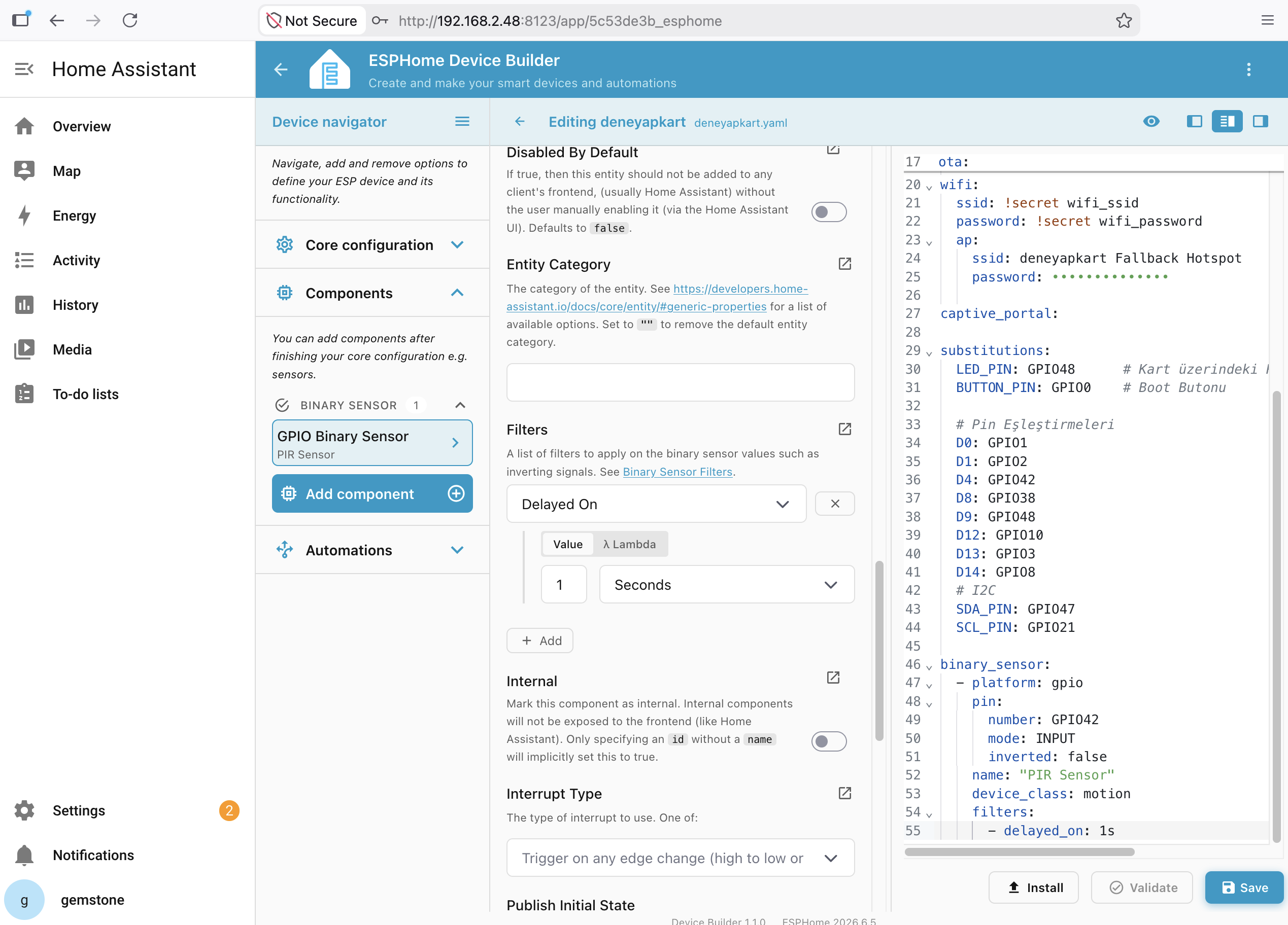 Adding Sensor to ESPHome YAML File