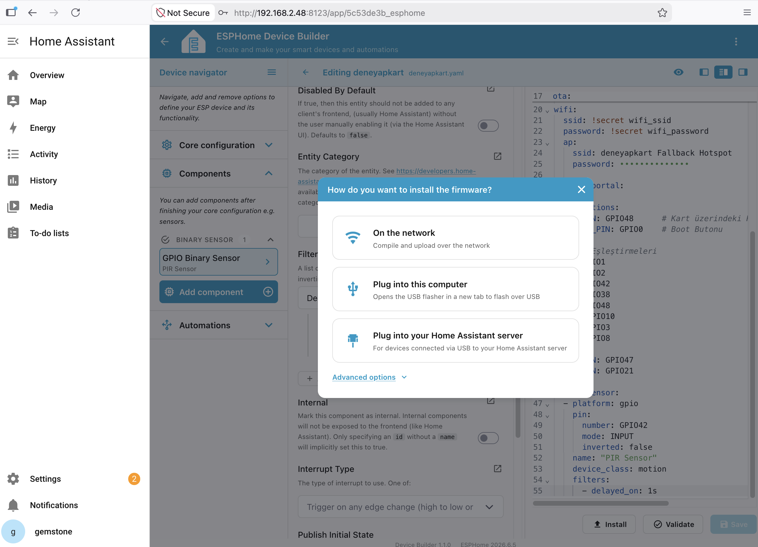 ESPHome Software Upload Options