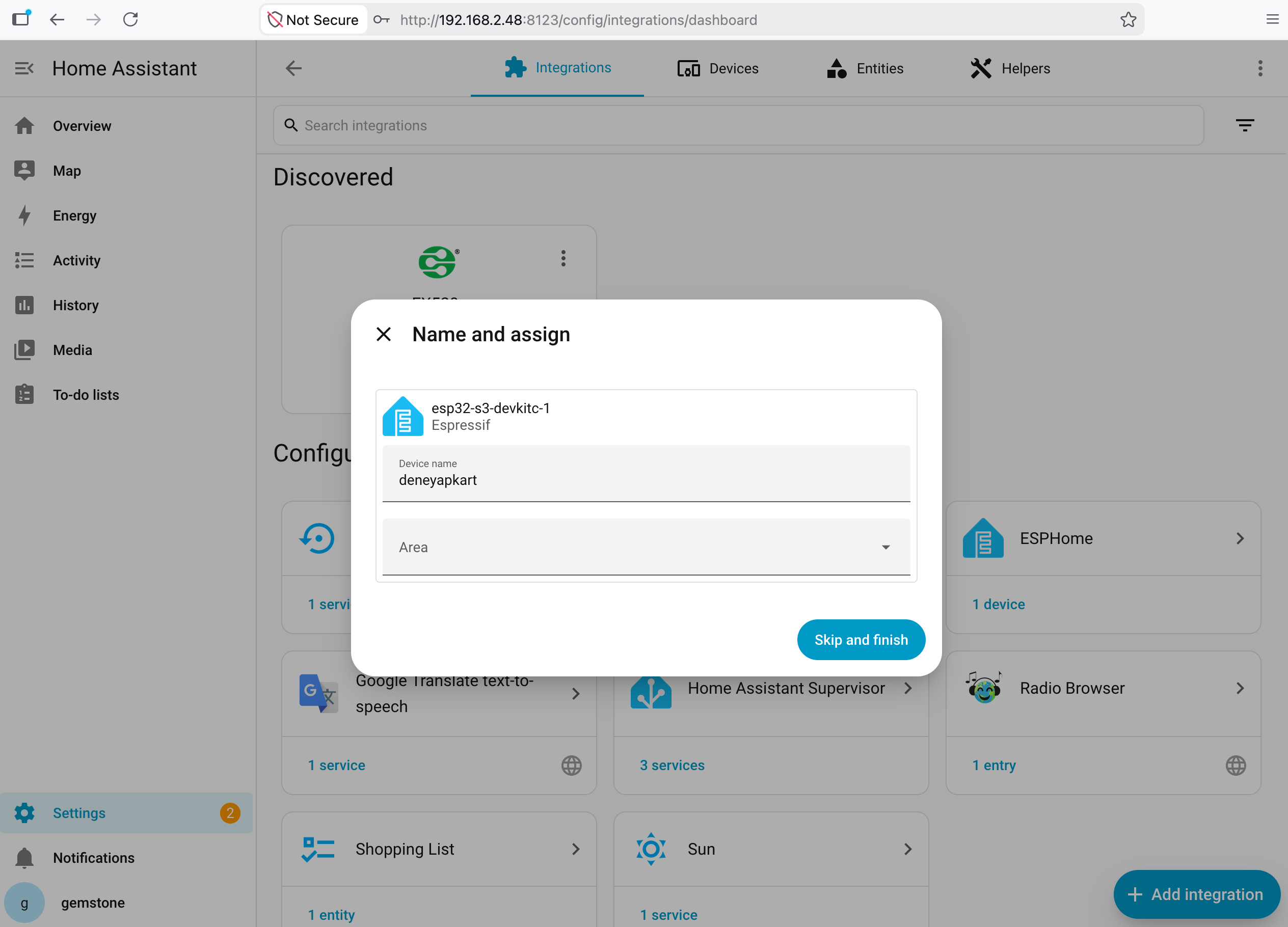 Adding ESPHome Device