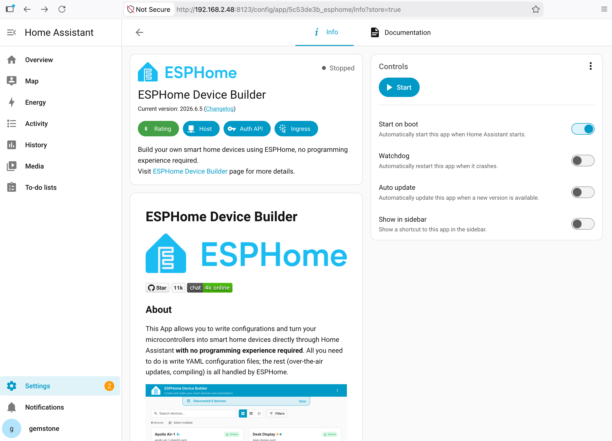 Home Assistant ESPHome After Installation