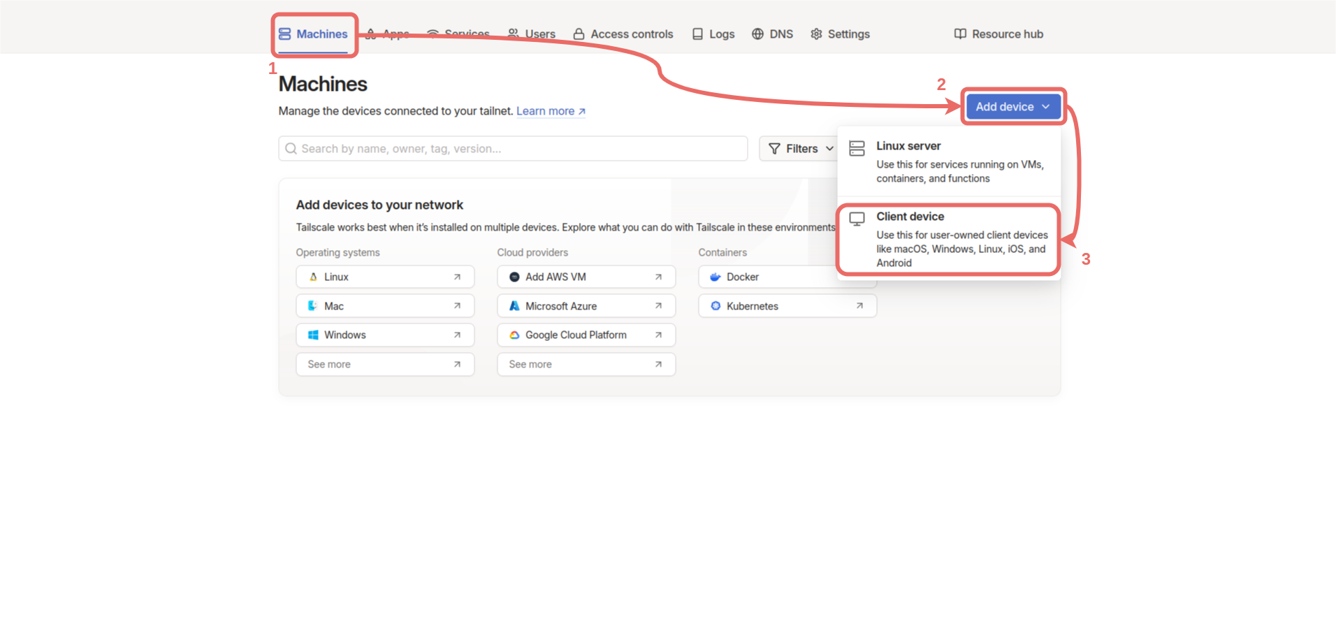 Tailnet Add Client device