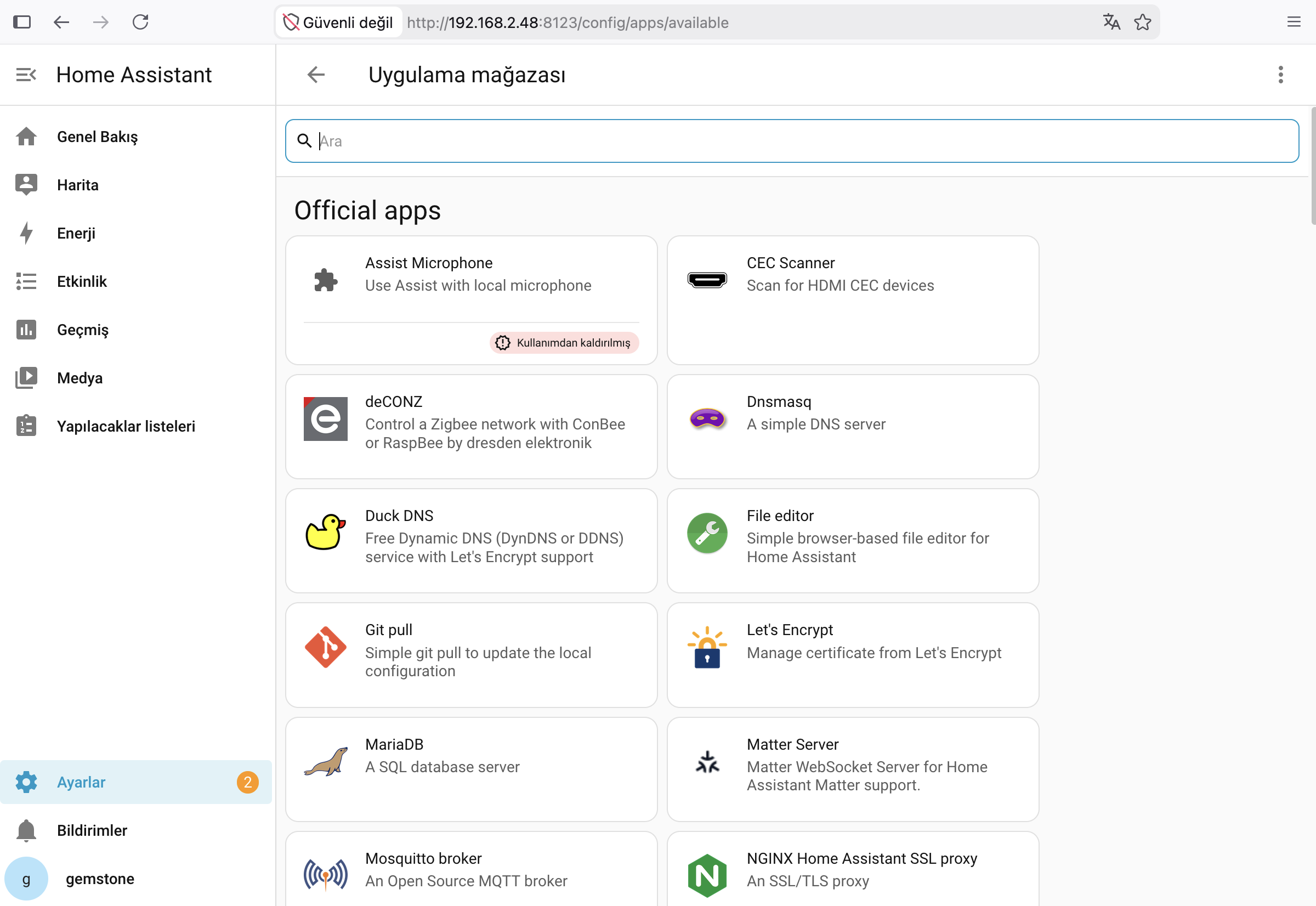 Home Assistant Uygulama Mağazası