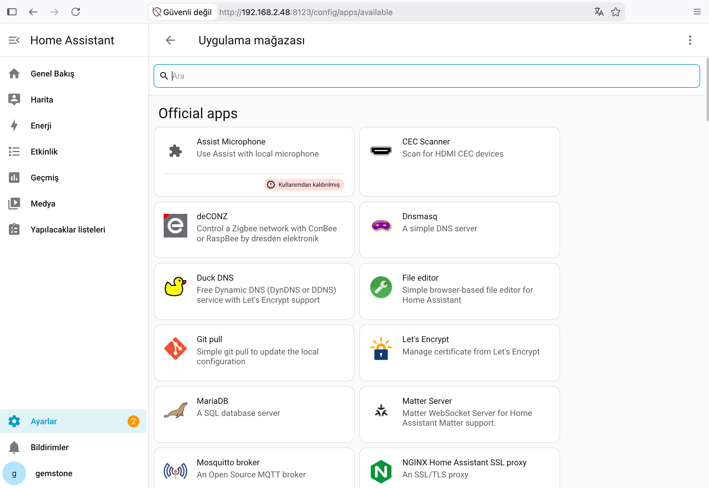Home Assistant Uygulama Mağazası